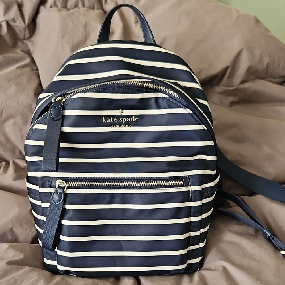 Kate Spade Navy and White Striped Backpack